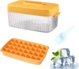 Tava pentru cuburi de gheata cu capac, silicon, galben, 23.8 x 12.8 x 11.5 cm