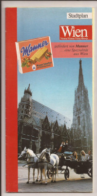 Austria - Pliant turistic , Harta Viena, ( limba Germana ) anii 90 foto