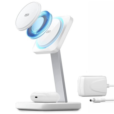 Statie de Incarcare iPhone MagSafe, AirPods - ESR CryoBoost HaloLock - Arctic White foto