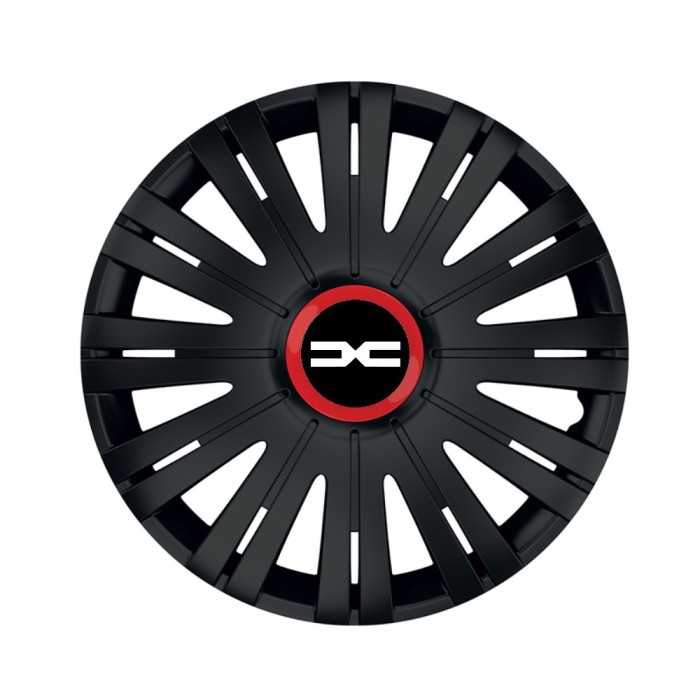 Set 4 Capace Roti pentru Dacia Nou, model Active Black Cu Inel Rosu, R14, DACIA