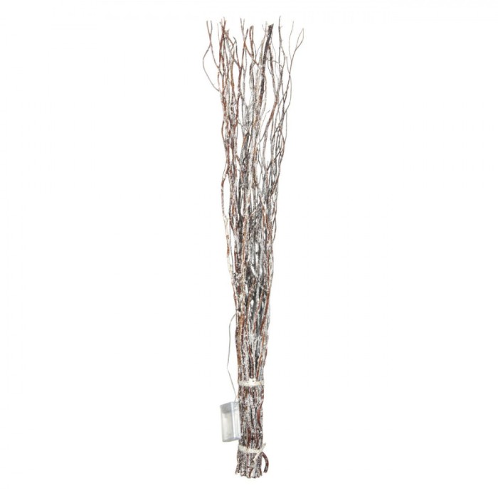 Instalație Luminoasă, 35 Crenguțe, 30 Becuri LED, Maro cu Zăpadă, &Icirc;nălțime 90 cm, Baterii Necesare