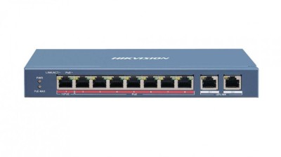 Switch 8 porturi PoE 10/100 Mbps + 2 porturi Gigabit Hikvision - DS-3E1310HP-EI SafetyGuard Surveillance foto