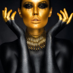 Tablou canvas Portert femeie auriu-negru 2, 40 x 60 cm