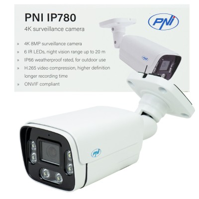 Resigilat : Camera supraveghere video PNI IP780, 8MP, 4K, IP, 6 LED-uri IR, IP66, foto