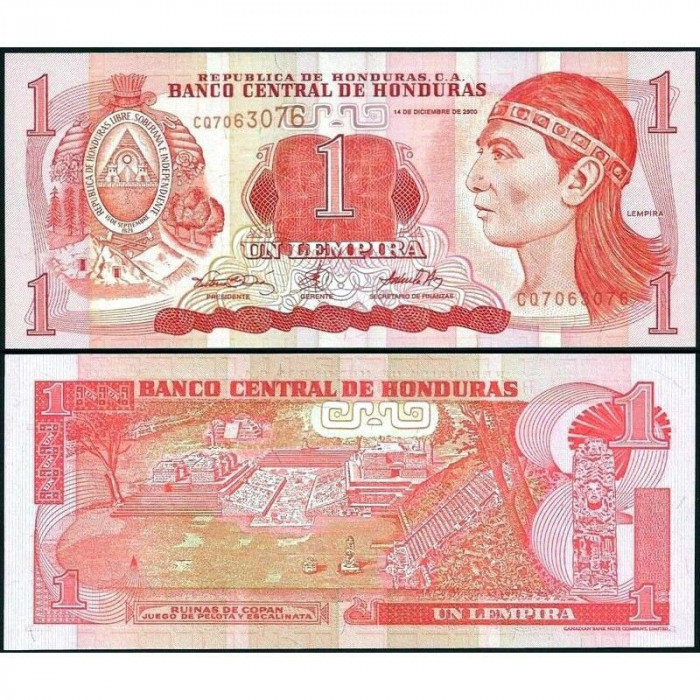 !!! HONDURAS - 1 LEMPIRA 2000 - P 84 a - UNC