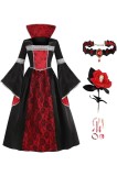 Costum de vampir pentru fete cu colier, costum gotic, rochie de vampir, rochie de vrăjitoare pentru Crăciun și aniversare