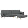 Canapea extensibila cu taburet, 2 locuri, gri inchis, textil