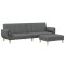 Canapea extensibila cu taburet, 2 locuri, gri inchis, textil