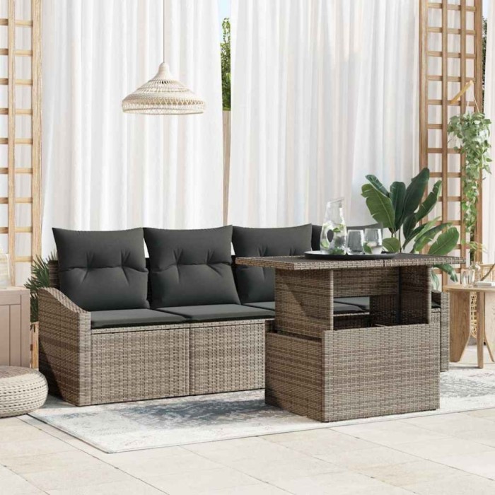 vidaXL Set de canapele pentru grădină 5 pcs Gri 100 x 55 x 73 cm 3348905