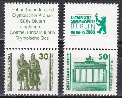 Germania 1991 - J.O. Berlin 2000, Serie cu vinieta, MNH foto