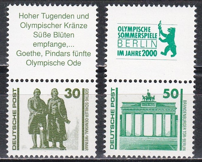 Germania 1991 - J.O. Berlin 2000, Serie cu vinieta, MNH