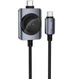 Cablu Incarcare USB-C - USB-C HOCO CW66 2in1, 100W, 1.2m, Negru