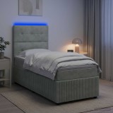 Cumpara ieftin Pat cu arcuri LED si saltea Gri deschis 80 x 200 cm Catifea