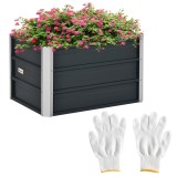 Outsunny Carr&eacute; potager pat de grădină &icirc;nălțat din oțel galvanizat fund deschis design extra ad&acirc;nc 66 x 47 x 40 cm gri &icirc;nchis | Aosom Romania
