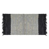 Covor piele artificiala si bumbac, taranesc, 110x60 cm, gri cu negru