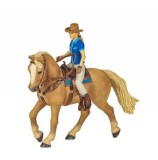 Cumpara ieftin Set figurine Papo Rase de cai si ponei - Cowgirl pe cal