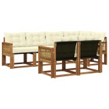 vidaXL Set de canapele de exterior cu pernă 7 pcs Natural și Crem 3382018