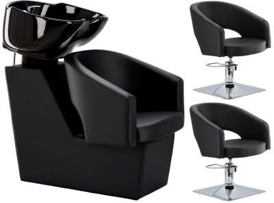 Set Scafă coafor profesională unitate de spălare model Greta + 2 x scaune de coafură hidraulic pivotant pentru picioare și accesorii bol ceramic foto