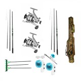 2 Lansete Feeder 3, 90 m, 2 Mulinete 5000 cu Baitrunner,Senzori,Suporti,Geanta