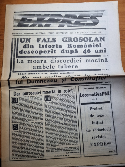 ziarul expres 21-27 aprilie 1992-iosif constantin dragan