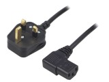 Cablu Alimentare 1.5m 3x0.75mm2 Mufă BS 1363 la IEC C13 90&deg;