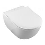 Cumpara ieftin Set vas WC suspendat Villeroy &amp; Boch, Avento, direct flush, cu capac slim seat, alb alpin