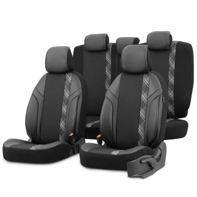 Set huse scaune PREMIUM, Universale, fractionate OTOM HORIZON 1808 negru/fumuriu AutoDrive ProParts foto