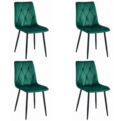 Scaune bucatarie/living, set 4 buc, Artool, Libra, catifea, metal, verde si negru, 44x40x88.5 cm GartenVIP DiyLine foto