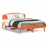Cadru de pat cu tablie, maro ceruit, 140x190 cm, lemn masiv pin GartenMobel Dekor, vidaXL