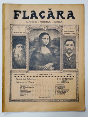 FLACARA , LITERARA , ARTISTICA , SOCIALA , ANUL III , NR. 9 , 14 DECEMBRIE , 1913 foto