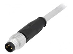 Conector M8 Tată 3 PIN Drept cu Cablu 1m PVC