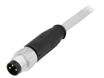 Conector M8 Tată 3 PIN Drept cu Cablu 1m PVC foto