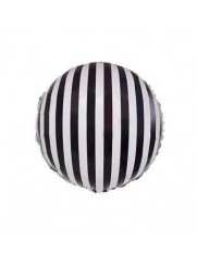 Balon folie rotund cu dungi albe si negre 45 cm foto