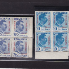 ROMANIA 1936 LP 117 MICA INTELEGERE BLOCURI DE 4 TIMBRE MNH