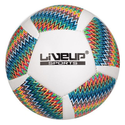 Minge de Fotbal, Model Zigzag, Alb, Dungi Colorate, Marime 2 foto