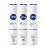 Set 3 X Nivea Antiperspirant Woman Deo 150ml Original Care, 0% Alcohol, Non-Irritating, 48h Protection