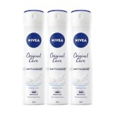 Set 3 X Nivea Antiperspirant Woman Deo 150ml Original Care, 0% Alcohol, Non-Irritating, 48h Protection