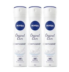 Set 3 X Nivea Antiperspirant Woman Deo 150ml Original Care, 0% Alcohol, Non-Irritating, 48h Protection