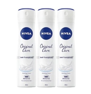 Set 3 X Nivea Antiperspirant Woman Deo 150ml Original Care, 0% Alcohol, Non-Irritating, 48h Protection foto