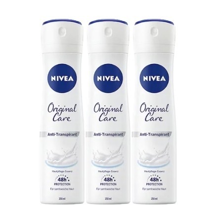 Set 3 X Nivea Antiperspirant Woman Deo 150ml Original Care, 0% Alcohol, Non-Irritating, 48h Protection