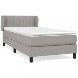 Cumpara ieftin Pat continental cu saltea, gri deschis, 80x200 cm, textil