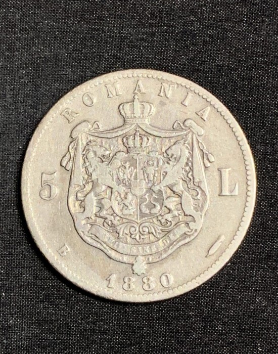 Moneda 5 lei 1880 numele gravorului pe cerc
