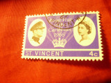 Timbru St Vincent 1966 - Perechea Regala a Marii Britanii , val. 4C stampilat