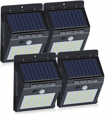 Set 4 Lampi Solare cu 30 LED, senzor de miscare si senzor de lumina foto