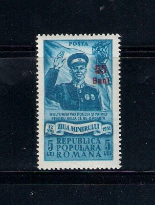 ROMANIA 1952 - ZIUA MINERULUI, SUPRATIPAR, MNH - LP 313 foto