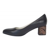Pantofi dama eleganti din piele naturala box cu toc de 5 cm, Negru NA100ARMNP