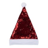 Christmas Reverse Sequin Santa Hat - Red / Silver Changeable Sequins