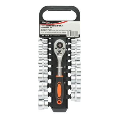 Trusa chei tubulare, 3/8&amp;quot;, metrice Cr-V, cu clichet reversibil, 20 piese, Breckner Germany foto