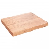 Blat de baie, maro deschis, 60x50x(2-6) cm, lemn masiv tratat