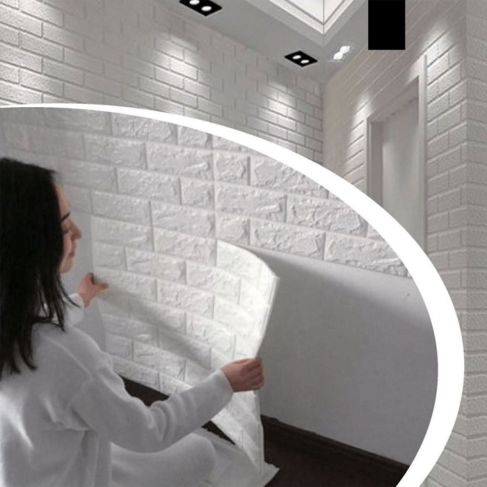 Autocolant Perete, Model Piatra Off White, Dimensiuni 70x77cm